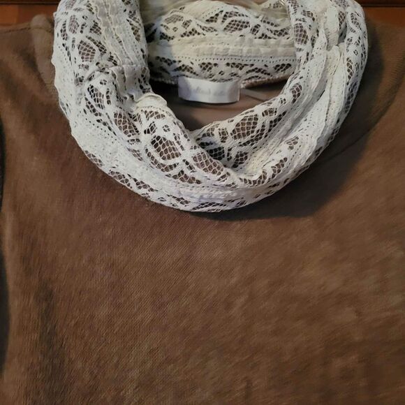 Women's Size Large Altar'd State Sweater Dress or Tunic Brown Lace - Picture 3 of 6